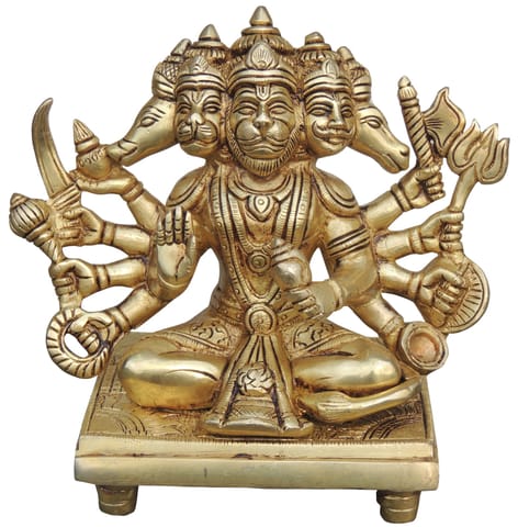 Brass Panchmukhi Hanuman Ji Idol Murti Statue - 8*4.5*7.3 Inch (BS1039 X)