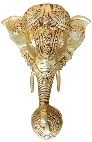 Brass Wall Hanging Elephant Face With Bell - 9*4.5*13 Inch (BS295 X)