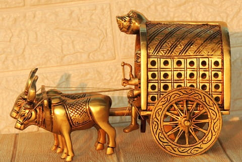 Brass Showiece Decorative Bull Cart - 10*5*5.5 Inch (BS1745 D)