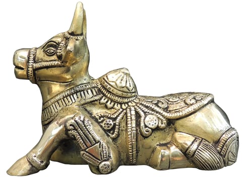 Brass Showpiece Nandi Ji God Idol Statue - 7*3.2*5 Inch (BS1530 K)