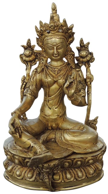 Brass Showpiece Tara Devi Sitting God Idol Statue - 8*6*12 Inch (BS1776 D)