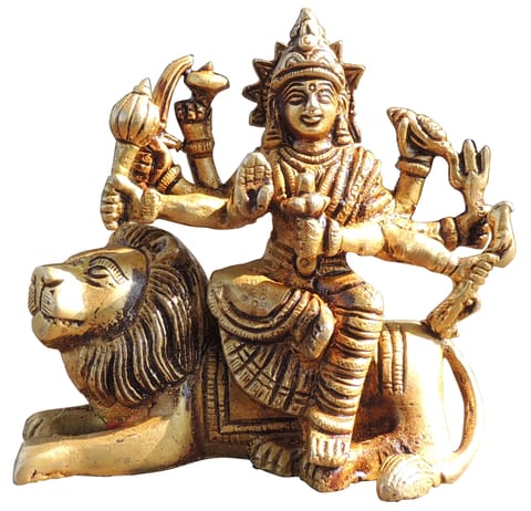 Brass Showpiece Durga Ji God Idol Statue - 4*2*4 inch (BS1783 E)