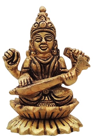 Brass Showpiece Saraswati Ji God Idol Statue - 2.3*2*3 Inch (BS1480 S)