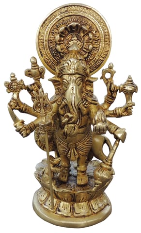 Brass Showpiece Drishti Ganesh Stone Statue - 6*4*9.2 Inch (BS878 C)