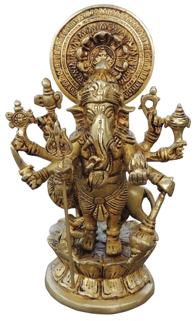 Brass Showpiece Drishti Ganesh Stone Statue - 6*4*9.2 Inch (BS878 C)