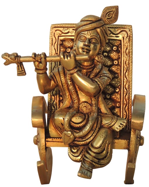 Brass Showpiece Krishna with Chair God Idol Statue - 5.5*4*6 Inch (BS1777 D)