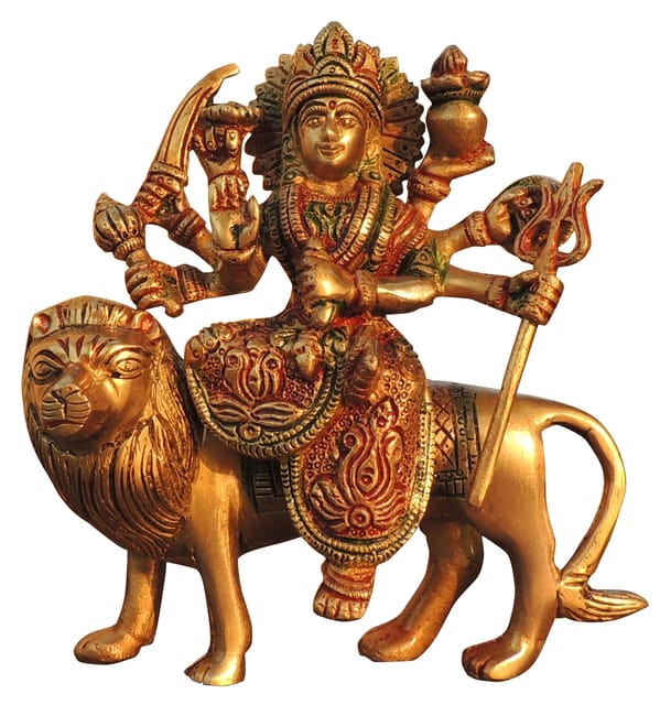 Brass Showpiece Durga Ji God Idol Statue - 5.5*2.5*6.5 Inch (BS937 Q)