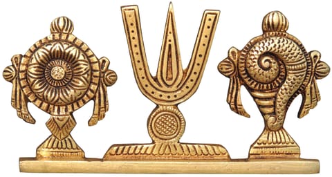 Brass Showpiece Shankh Chakra Namah God Idol Statue - 6*1*3 Inch (BS1072 Y)