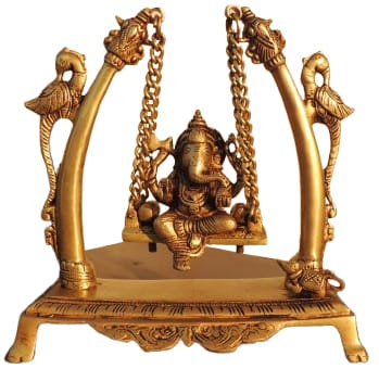 Brass Showpiece Ganesh Jhula God Idol Statue - 9*3.7* 9 Inch (BS1038 D)