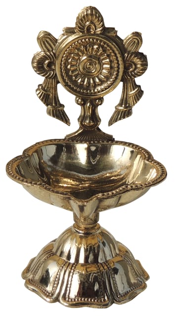 Brass Table Decor Oil Lamp, Shankh Deepak - 2.2*2*3.2 Inch (F777 B)