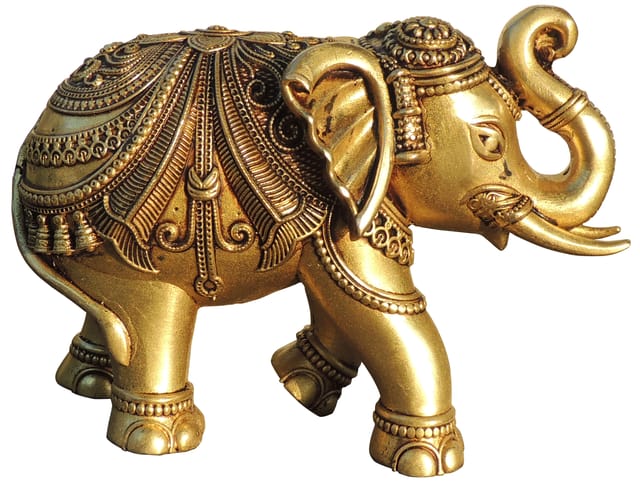 Brass Showpiece Elephant, Haathi Statue, Made From Machine - 5.2*2.5*4 Inch (BS1707 G)