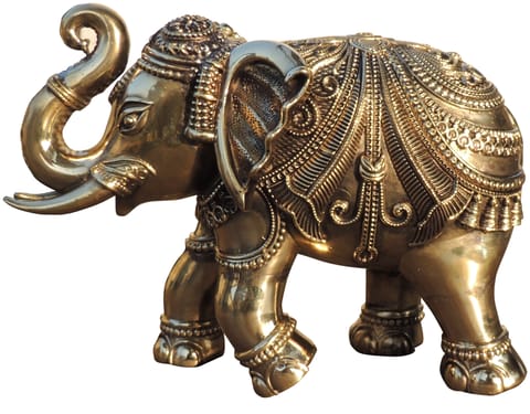 Brass Showpiece Elephant, Haathi Statue, Made From Machine - 9.5*4*7 Inch (BS1707 I)