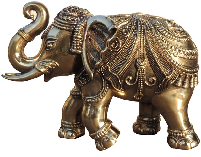 Brass Showpiece Elephant, Haathi Statue, Made From Machine - 9.5*4*7 Inch (BS1707 I)