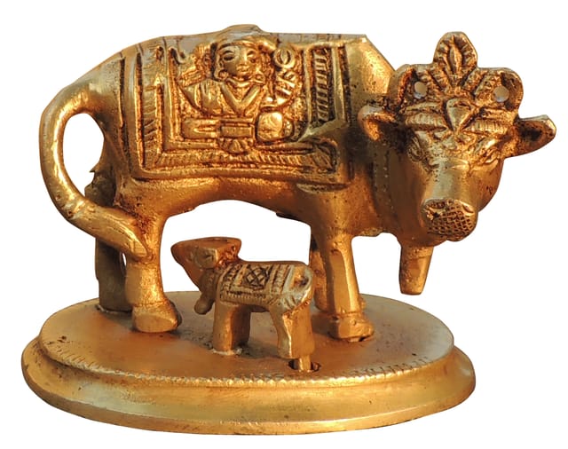 Brass Showpiece Cow & Calf God Idol Statue - 2.5*1.7*2 Inch (BS1471 C)