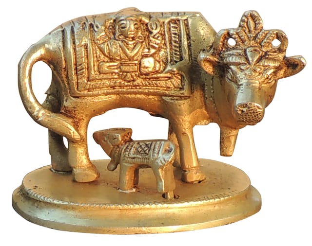 Brass Showpiece Cow & Calf God Idol Statue - 3*2*2.5 Inch (BS1471 D)