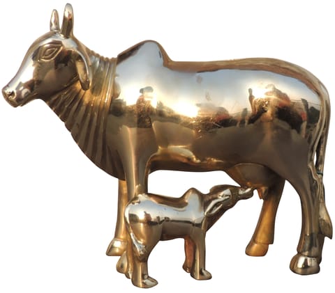 Brass Showpiece Cow & Calf, Piggy Bank Statue - 9.5*3.5*8 Inch (BS1471 D)