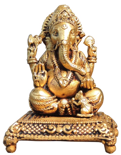 Brass Showpiece Ganesh Ji God Idol Statue - 2*2*2.5 Inch (BS1775 G)