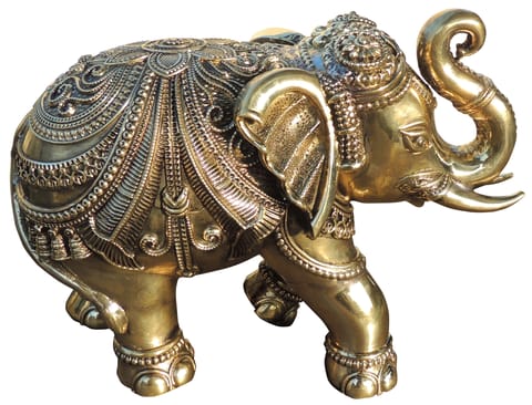 Brass Showpiece Elephant, Haathi Statue, Made From Machine - 9.5*4*7 Inch (BS1707 I)