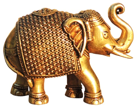 Brass Showpiece Elephant, Haathi Statue, Made From Machine - 3.5*1.5*2.5 Inch (BS1707 D)