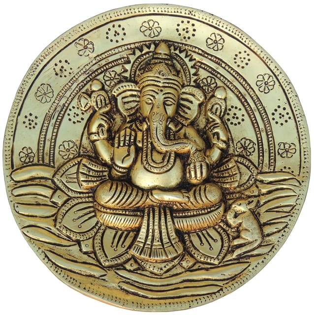 Brass Showpiece Wall Hanging Ganesh Ji God Idol Statue - 7.2*1*7.2 Inch (BS1795 E)