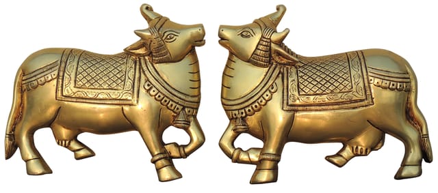 Brass Showpiece Wall Hanging Cow God Idol Statue - 8*1*6.5 Inch (BS1799 E)