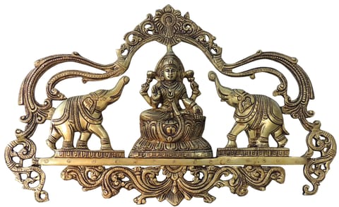 Brass Showpiece Wall Hanging Laxmi Ji With Elephant Statue - 17.5*0.5*11 Inch (BS1801 D)