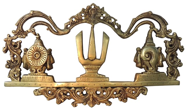 Brass Showpiece Shankh Chakra Namah God Idol Statue - 20*0.5*11 Inch (BS1800 D)