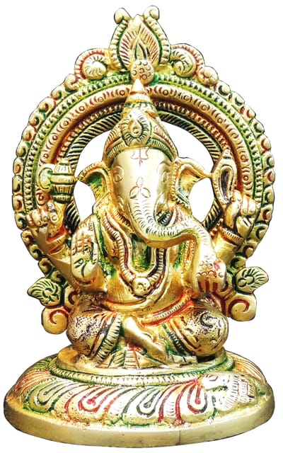 Brass Showpiece Ganesh Ji God Idol Statue - 3.6*3*5.5 Inch (BS1766 G)