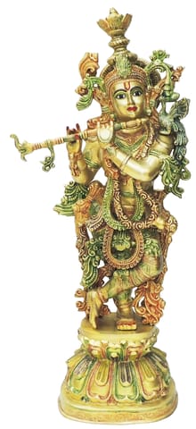 Brass Showpiece Krishna God Idol Statue - 15*9*36 Inch (BS1815 K)